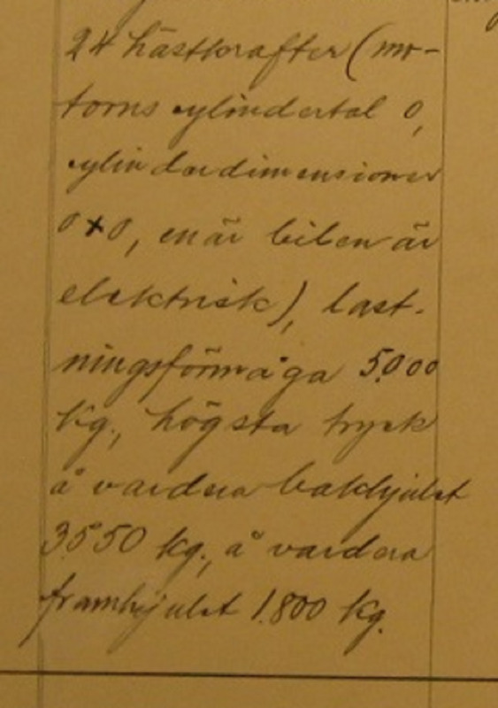 Studebaker (Eldriven) - 1911 - Hjultrycksangivelse i registreringshandling 1918 - Fordonsägare Helsingborgs Kopparverk.JPG