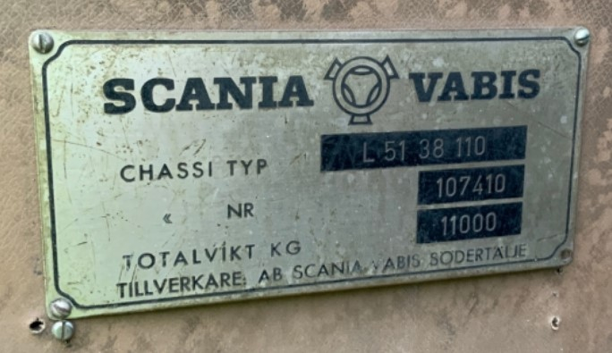 Typskylt Scania-Vabis L5138-110 - Ch # 107410.JPG