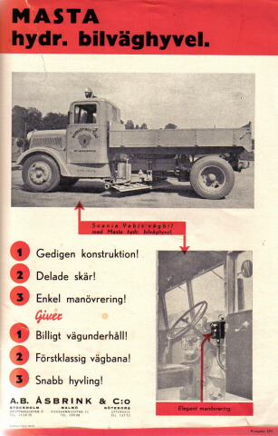 Scania-Vabis - 1930s - Åsbrink Bilväghyvel.JPG
