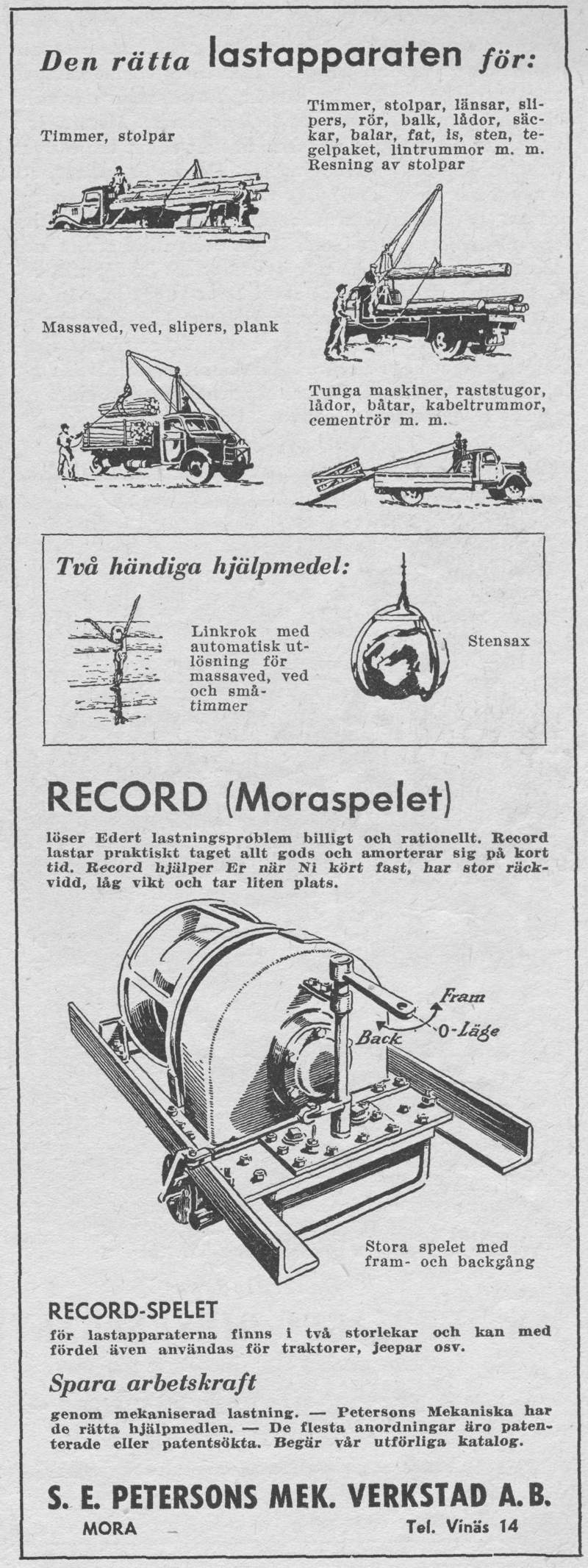 Petersons Mek Verkstad - Record Moraspelet - LR - Lastbilen Nr 1-1952.JPG