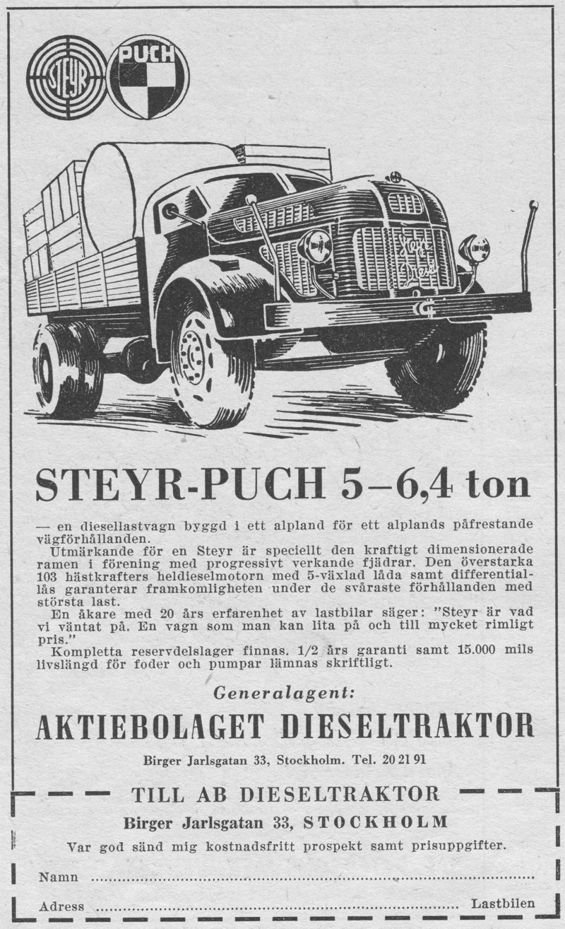 Steyr-Puch - Annons Lastbilen Nr 3-1952 - LR.JPG