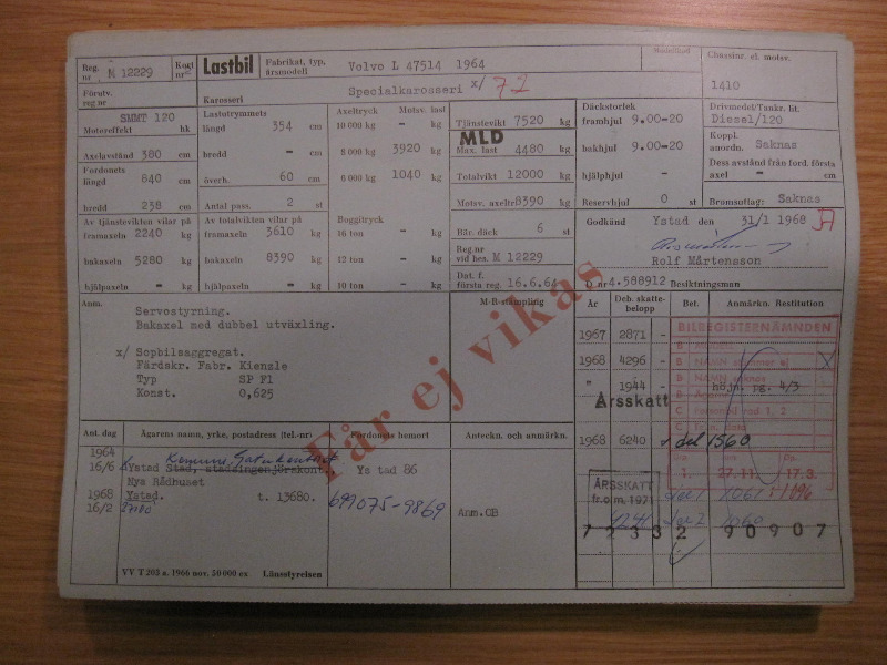 M12229 - Volvo L47514 - 1964 - Ch # 1410 - Kort 2a - Sopbil Ystad.JPG